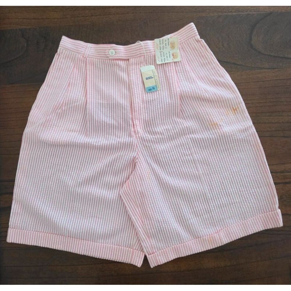 Vtg J.G. Hook Pink White Seersucker Shorts Size 14 Nwt